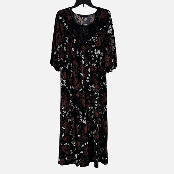 Adrienne Vittadini Women 3/4 sleeves Floral Maxi Dress Size L - Picture 1 of 10